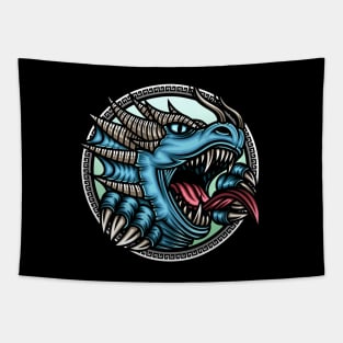 Angry Blue Dragon Tapestry