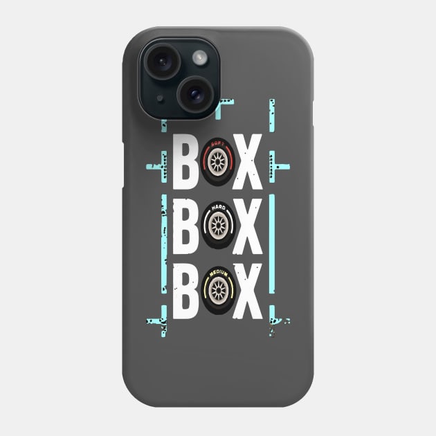 "Box Box Box" F1 Tyre Phone Case by Lamink