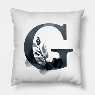 Floral Monogram G Dark Herbs And Flora Pillow