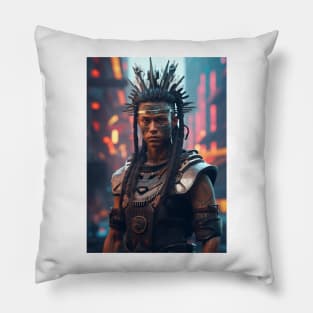 Olmec Warrior Futurism Pillow