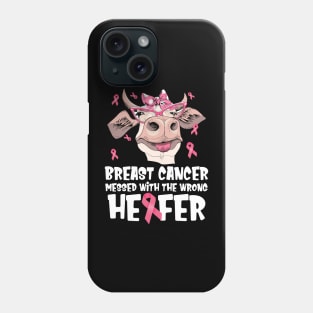 In October We Wear Pink Ribbon Cute Cow  Breast Cancer Month Phone Case