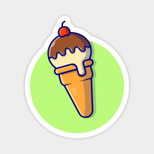 Ice Cream Cone Cartoon Vector Icon Illustration Magnet