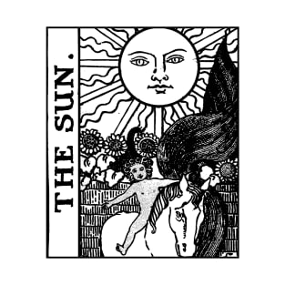 The Sun Tarot Card Black and White T-Shirt