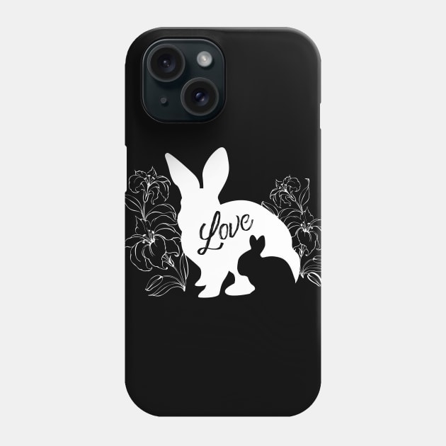 Mama Bunny Baby Bunny LOVE Lily Flowers - White Phone Case by deelirius8