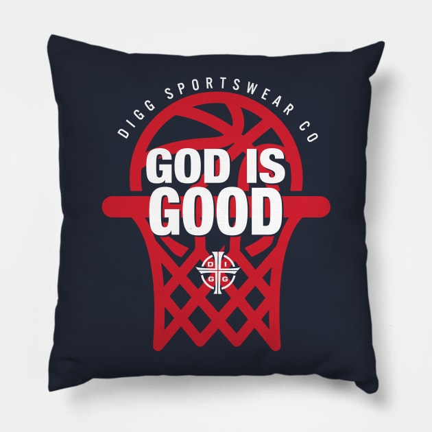 GOD IS GOOD (NAVY & RED) Pillow by diggapparel