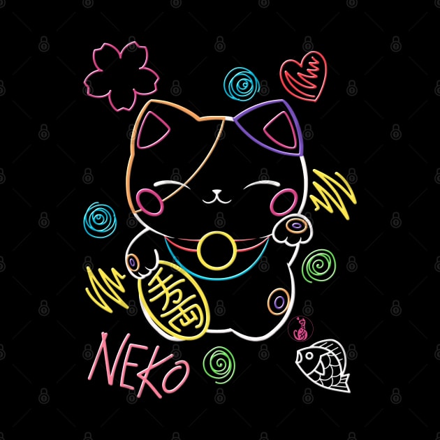 Neon Neko (3) - Cute neon light Japanese beckoning cats to bring you good luck by SamInJapan