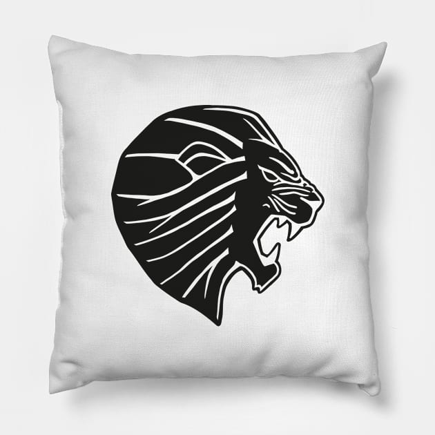 Black Lion Head Pillow by shaldesign