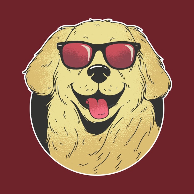 Cool, Smiling Golden Retriever with Sunglasses by SLAG_Creative