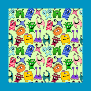 Cute Colorful Monsters All Over Print T-Shirt