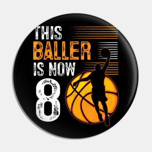 This Baller Is Now 8 Years Old Basketball 8Th Birthday Pin