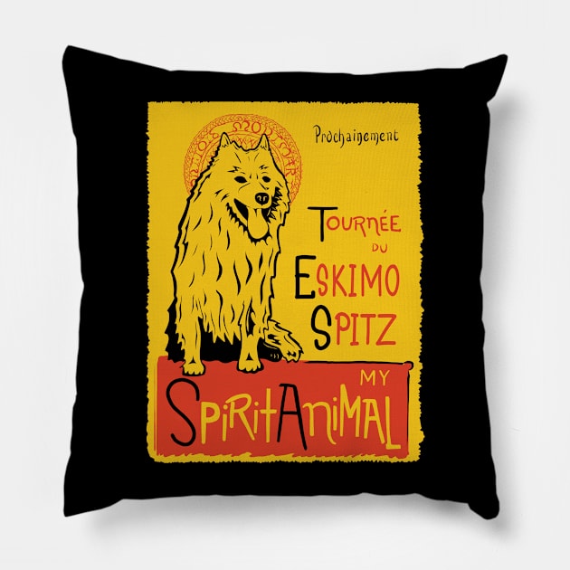 Funny American Eskimo Dog Cute Dog Chat Noir Mashup Art Pillow by Get Hopped Apparel