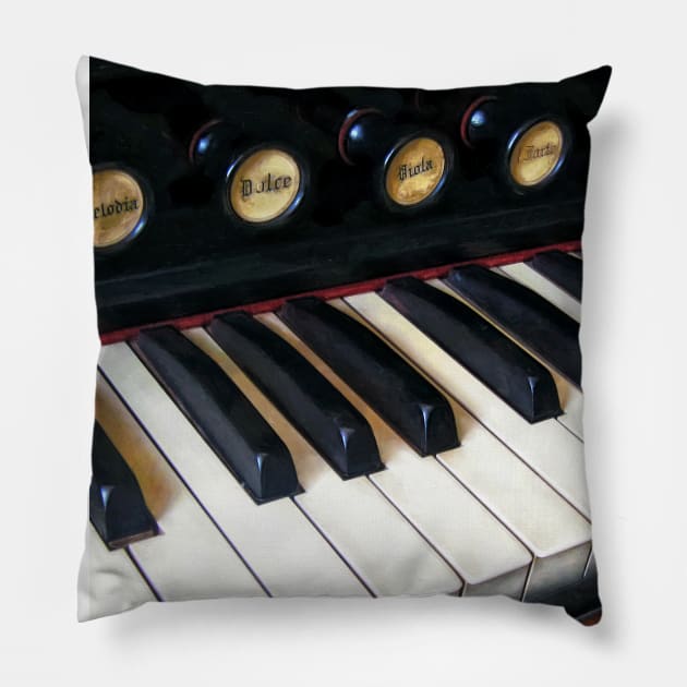 Organ Keyboard Closeup Pillow by SusanSavad