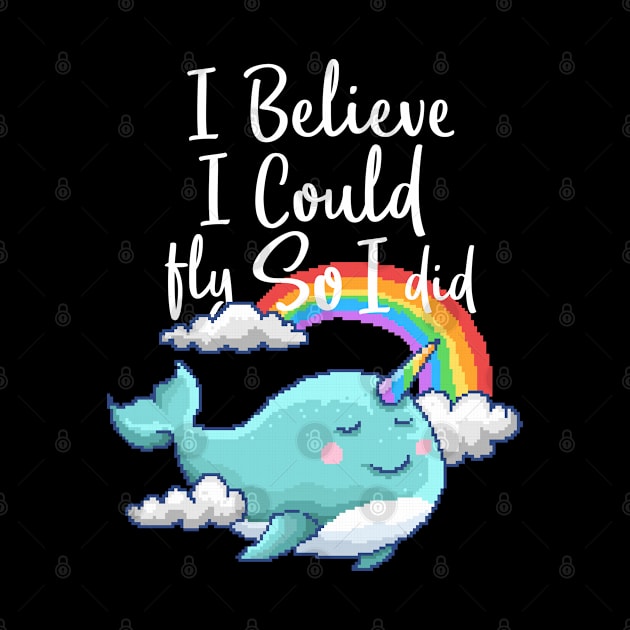 Whale I Believe I could Fly  Pixel by Mako Design 