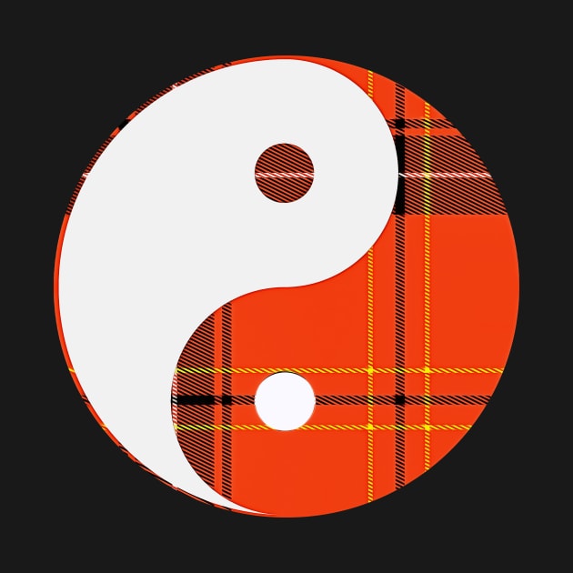 Red Plaid and White Yin Yang Symbol by SeaChangeDesign