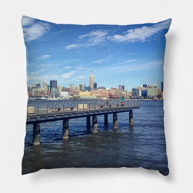 Manhattan Skyline Skyscrapers NYC Pillow by eleonoraingrid