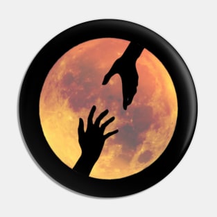 Full Moon with Helping Hands Silhouette Pin