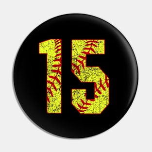 Fastpitch Softball Number 15 #15 Softball Shirt Jersey Uniform Favorite Player Biggest Fan Pin