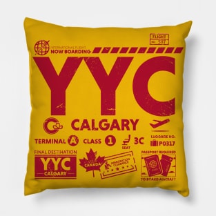 Vintage Calgary YYC Airport Code Travel Day Retro Travel Tag Canada Alt Pillow