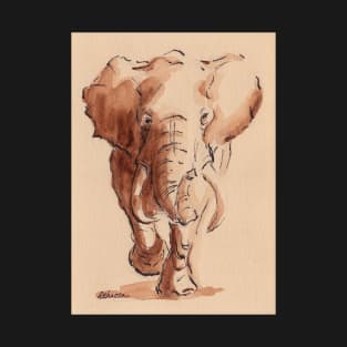 "Day Begins" Elephant #27 Ink Wash Painting T-Shirt