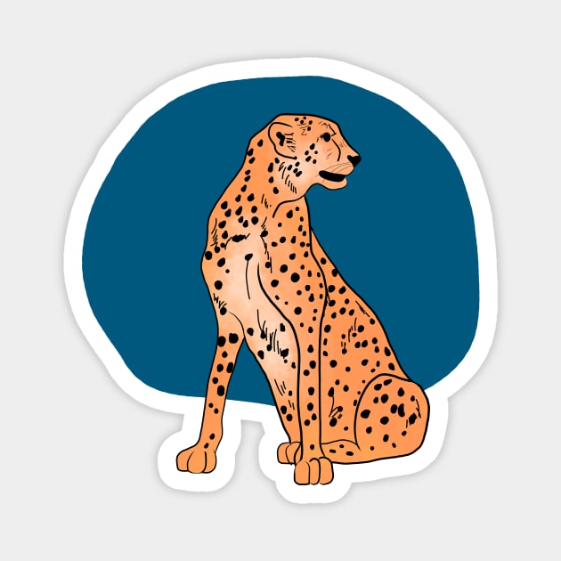 The Fastest One, Blue Edition, Cheetah Illustration Magnet by Flo Art Studio