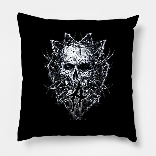 SKULL ARTWORK WITH "A" Pillow by AYYARAMETALLOGO