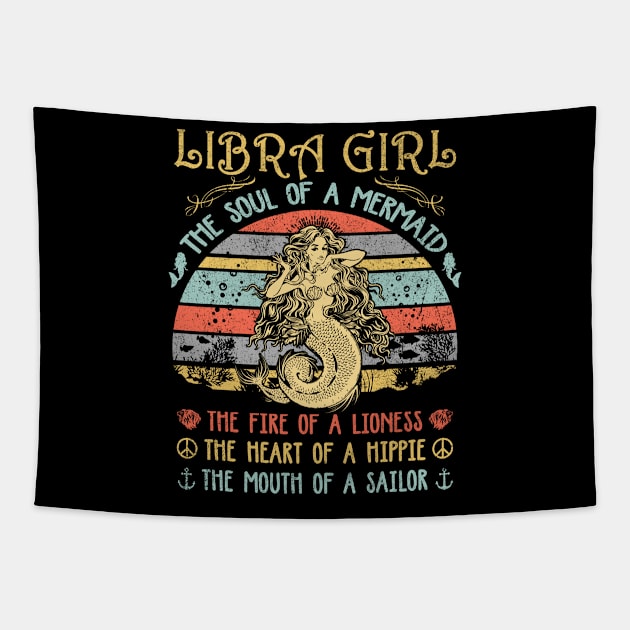 Libra Girl The Soul Of A Mermaid Vintage Birthday Gift Tapestry by Presnall