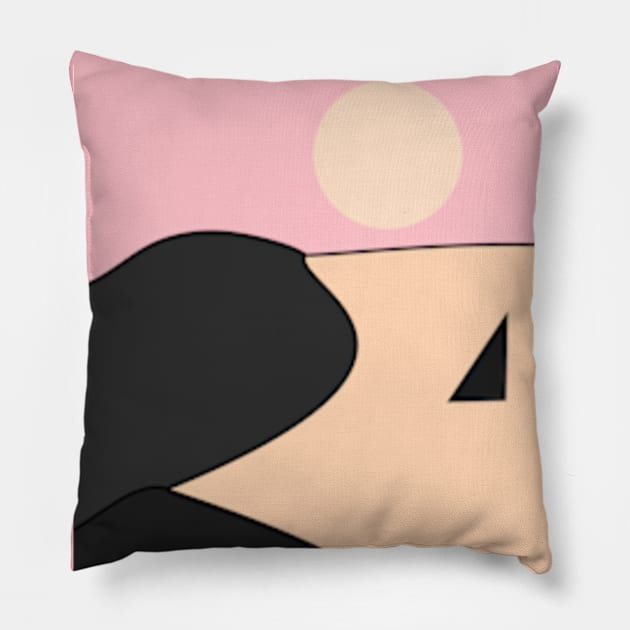 Happy Place - Black Pink Pillow by SilverPegasus