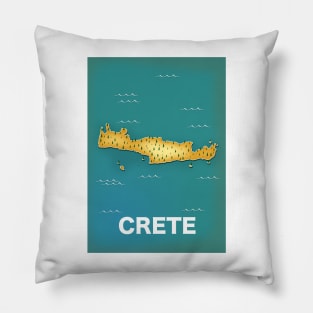 Crete map travel poster Pillow