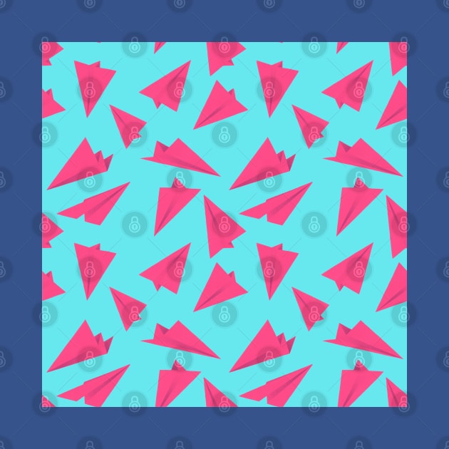 Paper Planes Pattern Pink Blue by DrawingEggen