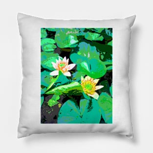 Green garden with water lilies Pillow