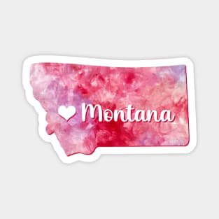 Montana state map USA heart watercolor pink watercolour Magnet