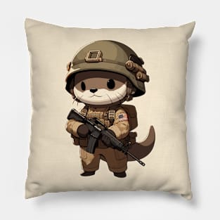Kawaii Otter Soldier Pillow