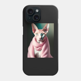 Sphynx Cat Dons a Pink Scarf Phone Case