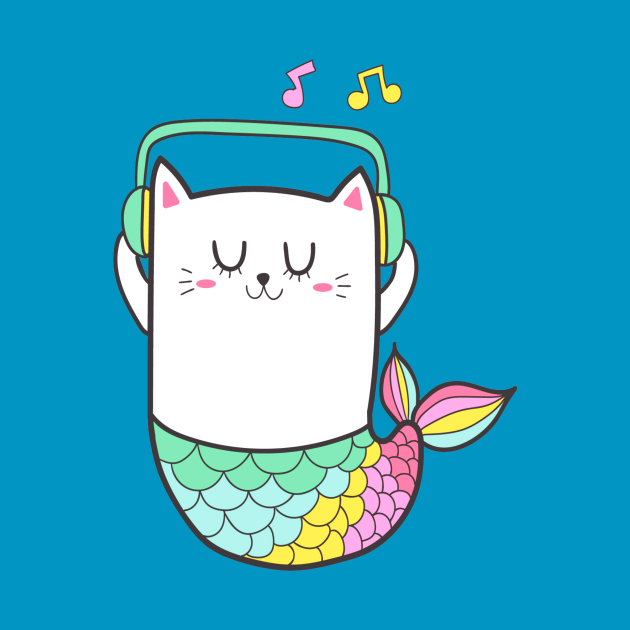 Mermaid Cat - Mermaid Cat - T-Shirt | TeePublic