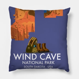 Wind Cave South Dakota USA travel poster Pillow