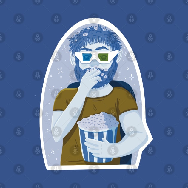 Film lover eating popcorn by Xatutik-Art