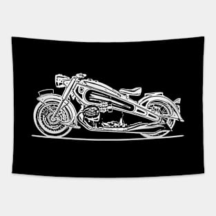 R7 Nostalgia Bike White Sketch Art Tapestry