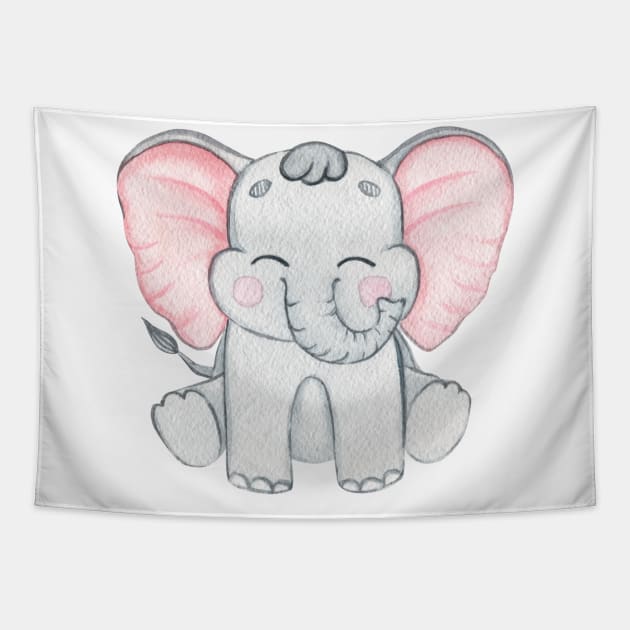 Cute baby elephant Tapestry by DreamLoudArt