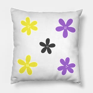 Minimalist Abstract Flowers - Nonbinary Pride Pillow