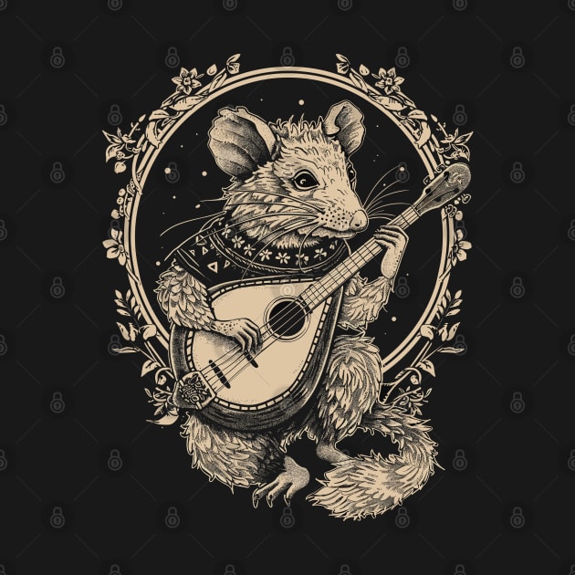 Humor Opossum Opossum playing the banjo Guitar Possum Rocker by RetroZin