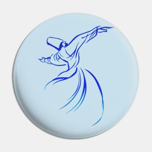 Dervish Calligraphy Style Blue Hue Vector Art Pin