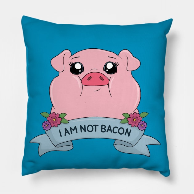 I am not bacon - Cute pig Pillow by valentinahramov