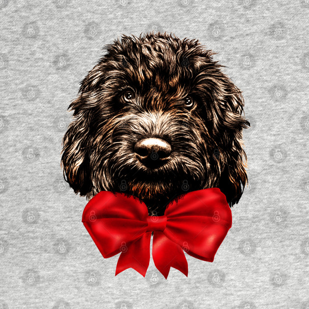 puppy with red bow