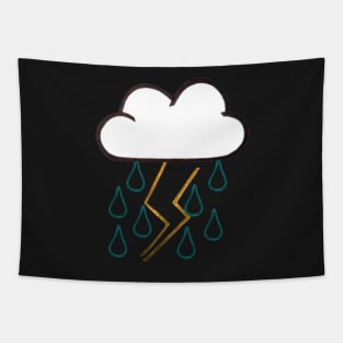 Colored Rainy and Stormy Cloud Design (Turquoise Blue) Tapestry