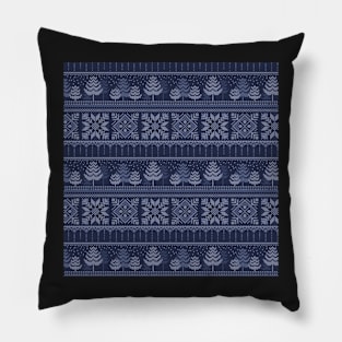 Knitted blue christmas pattern Pillow