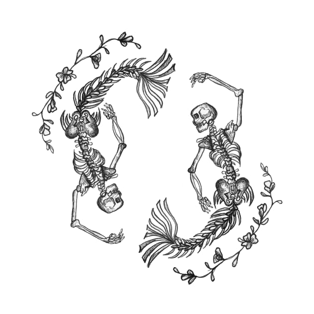 Double Mermaid Skeleton by deadlydelicatedesigns