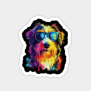 Colourful Cool Golden Doodle Dog with Sunglasses Magnet