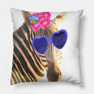 Cute Zebra Illustration Pillow