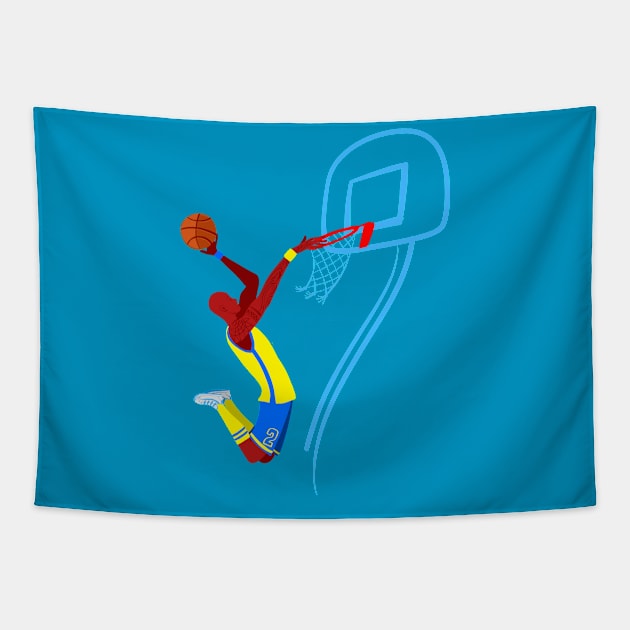 basketball player in the big jump Tapestry by duxpavlic