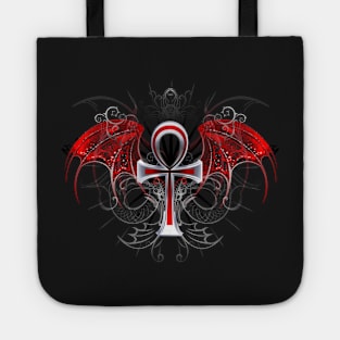 Gothic ankh with red wings Tote